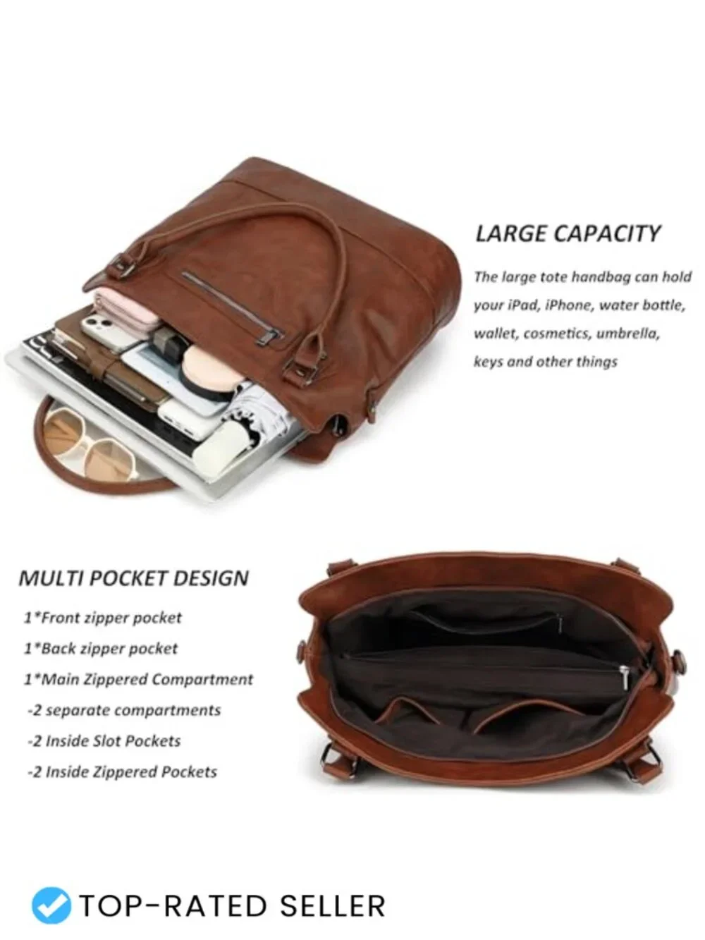 Large Vegan Leather Hobo Tote Women Crossbody Shoulder Bag with Adjustable